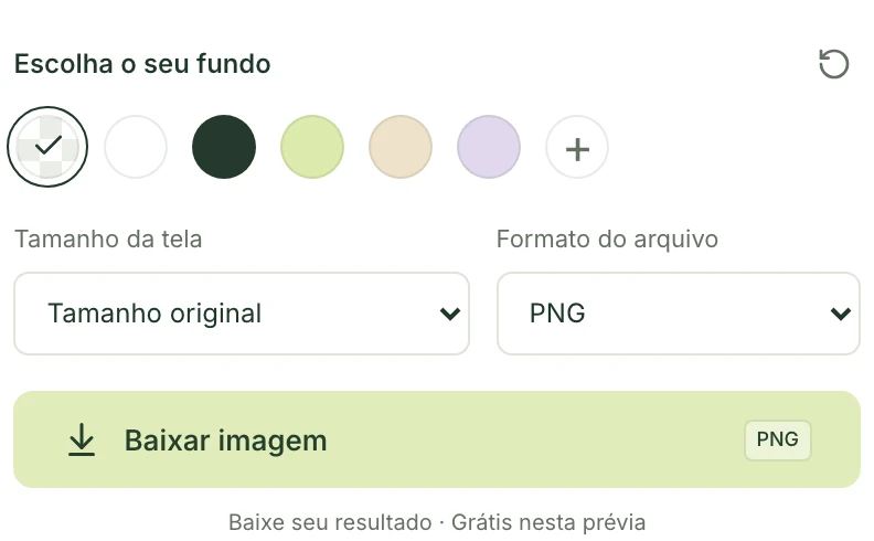 Controles de exportação do Mattevia com fundo transparente e formato PNG selecionados.
